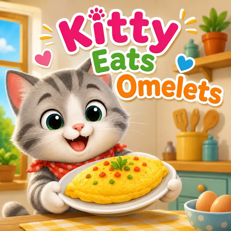 Kitty Eats Omelet